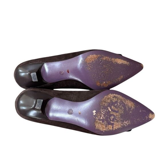 Richard Tyler brown suede kitten heel embellished shoes size 7.5 - Picture 5 of 6